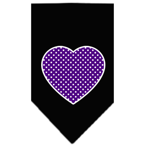Purple Swiss Dot Heart Screen Print Bandana Black Large